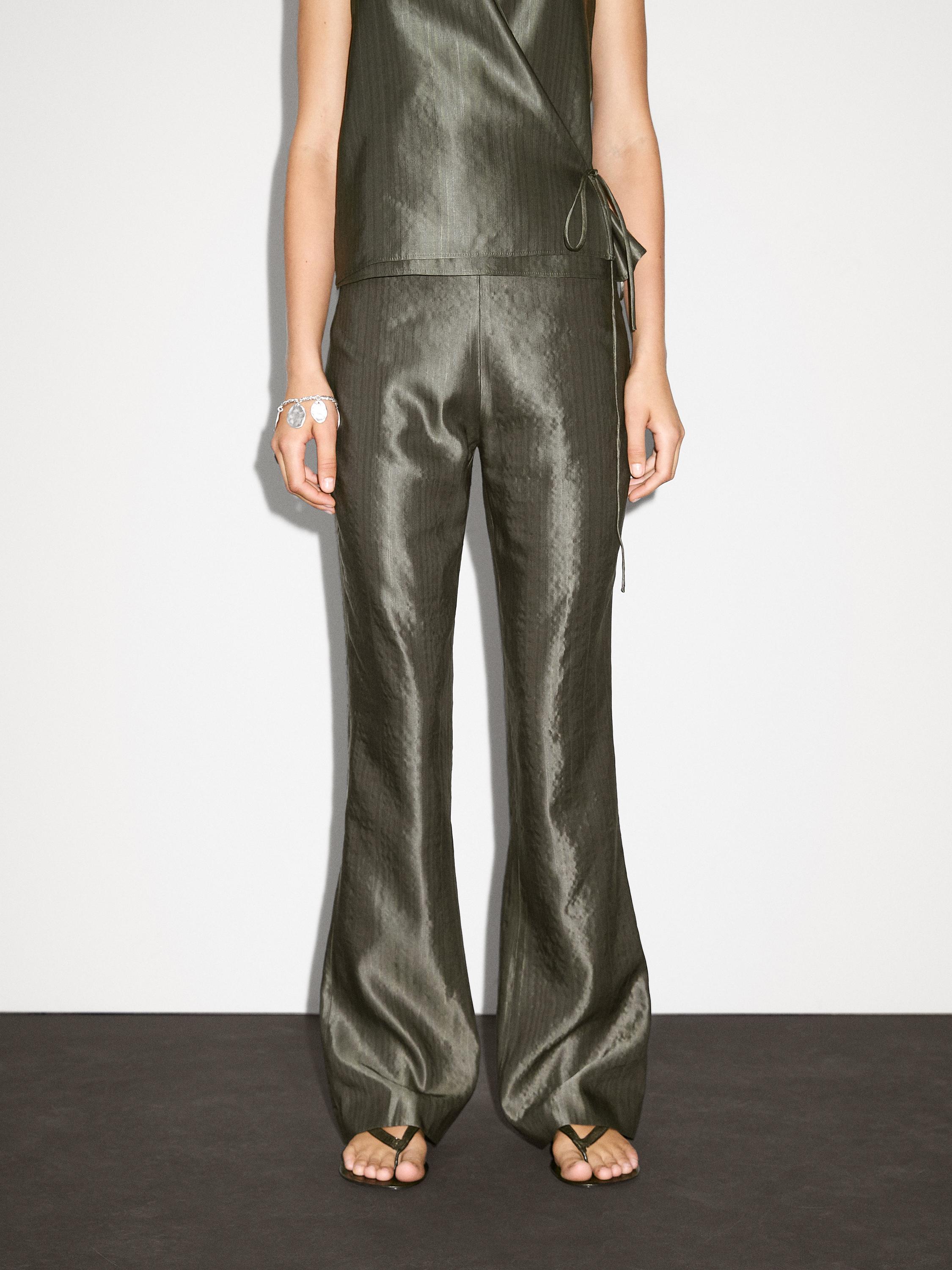 Pantalon flare mid-rise jacquard